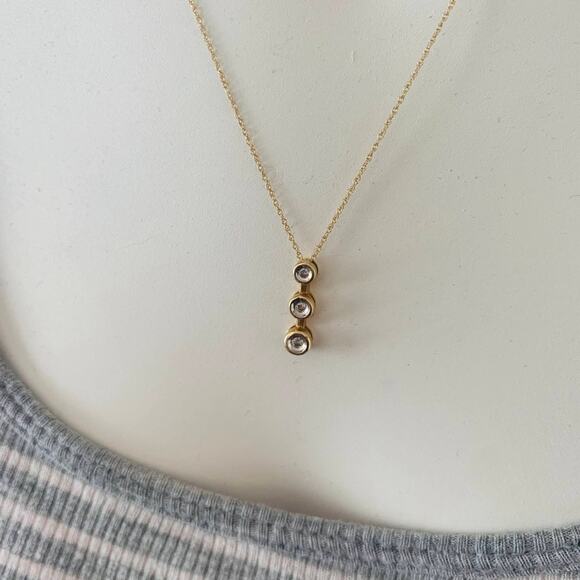 14k Necklace with a 10k Yellow Gold Diamond Pendant - Picture 6 of 11